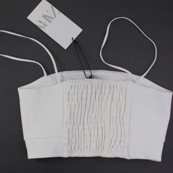Zara New White Strappy Tube Cropped Top Small - Picture 6 of 8